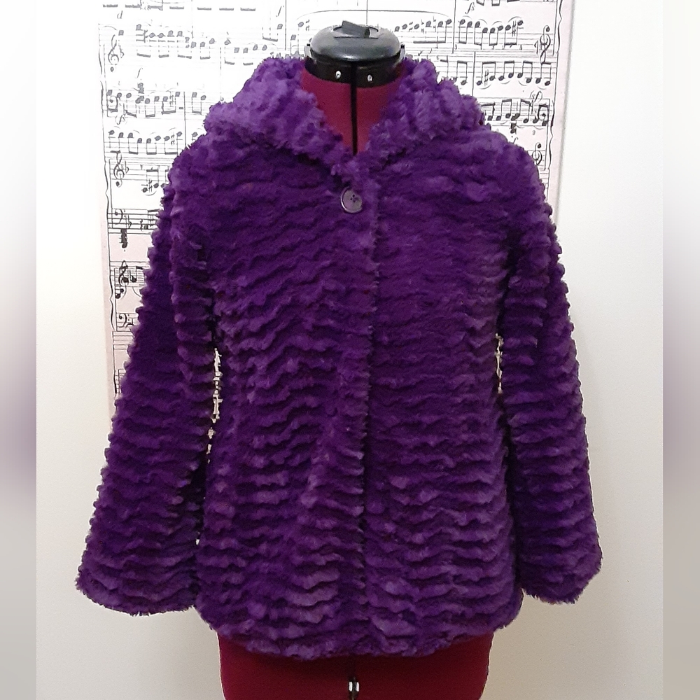 Patagonia Purple Faux Fur Hooded Peacoat